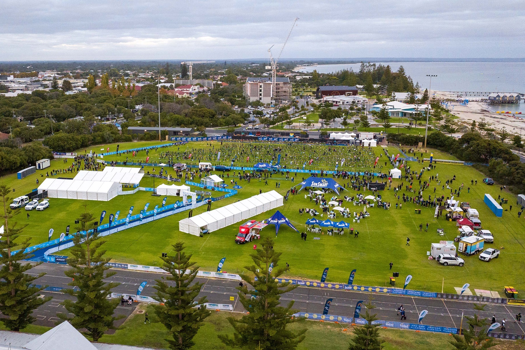 Ariel photo of a triathlon event in the City of Busselton.